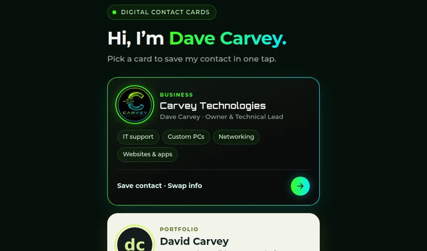 Carvey Cards screenshot